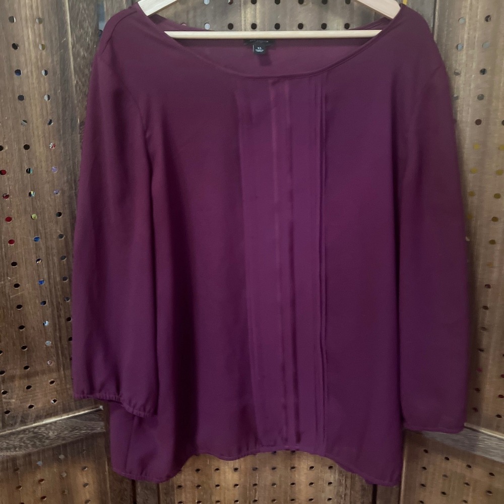 Ann Taylor Lightweight Burgundy Long Sleeve Blouse Women's XL